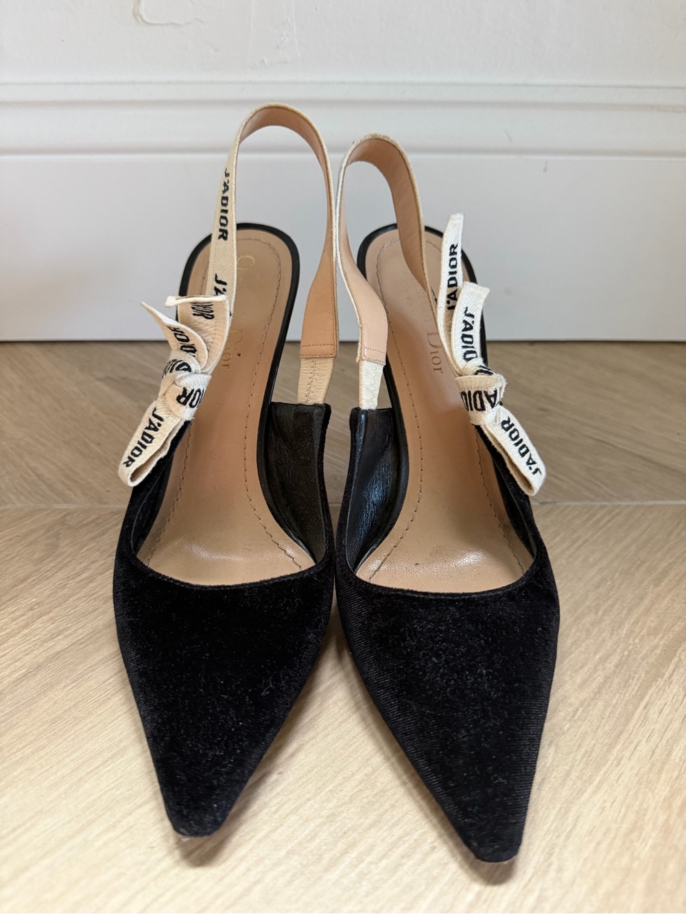 Dior Black Pointed-Toe J'Adior Ribbon Slingback Heels - Picture 5 of 6